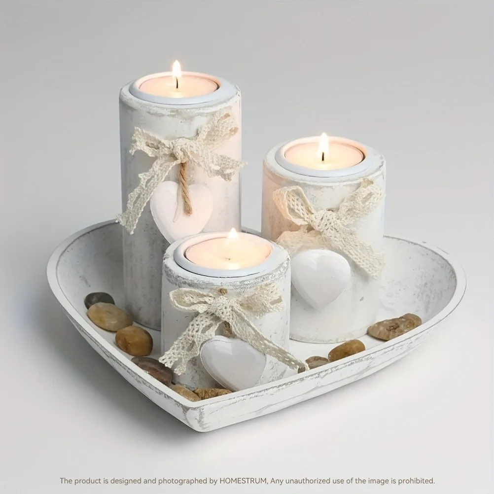 Candle Holder Set - Wooden Candle Holder Set Tea Lamp