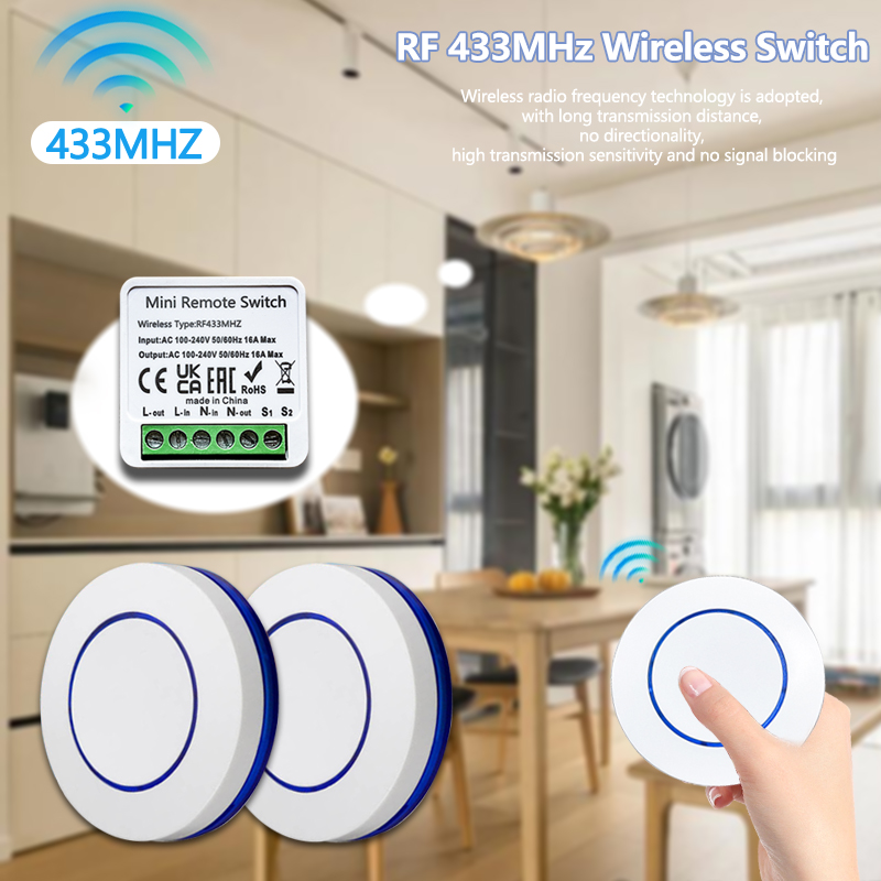 Touch Dimmer Lamp - 433HMz Wireless Light Switch 10A Relay
