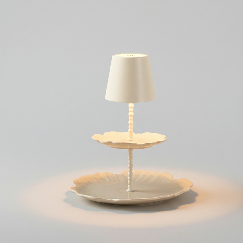 Touch Dimmer Lamp - lat Panel Table Lamp Cream White