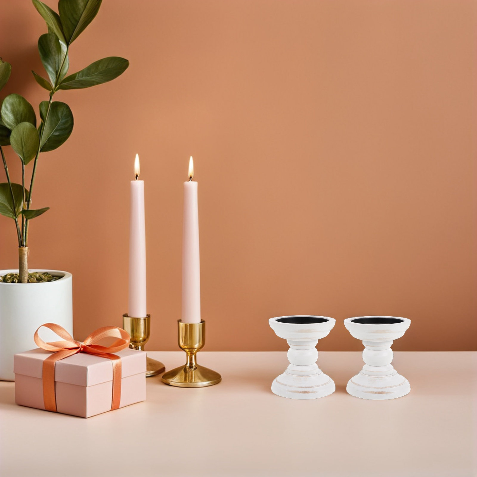 Wood Pillar Candle Holders 2 P - Candle Holder Set review and price
