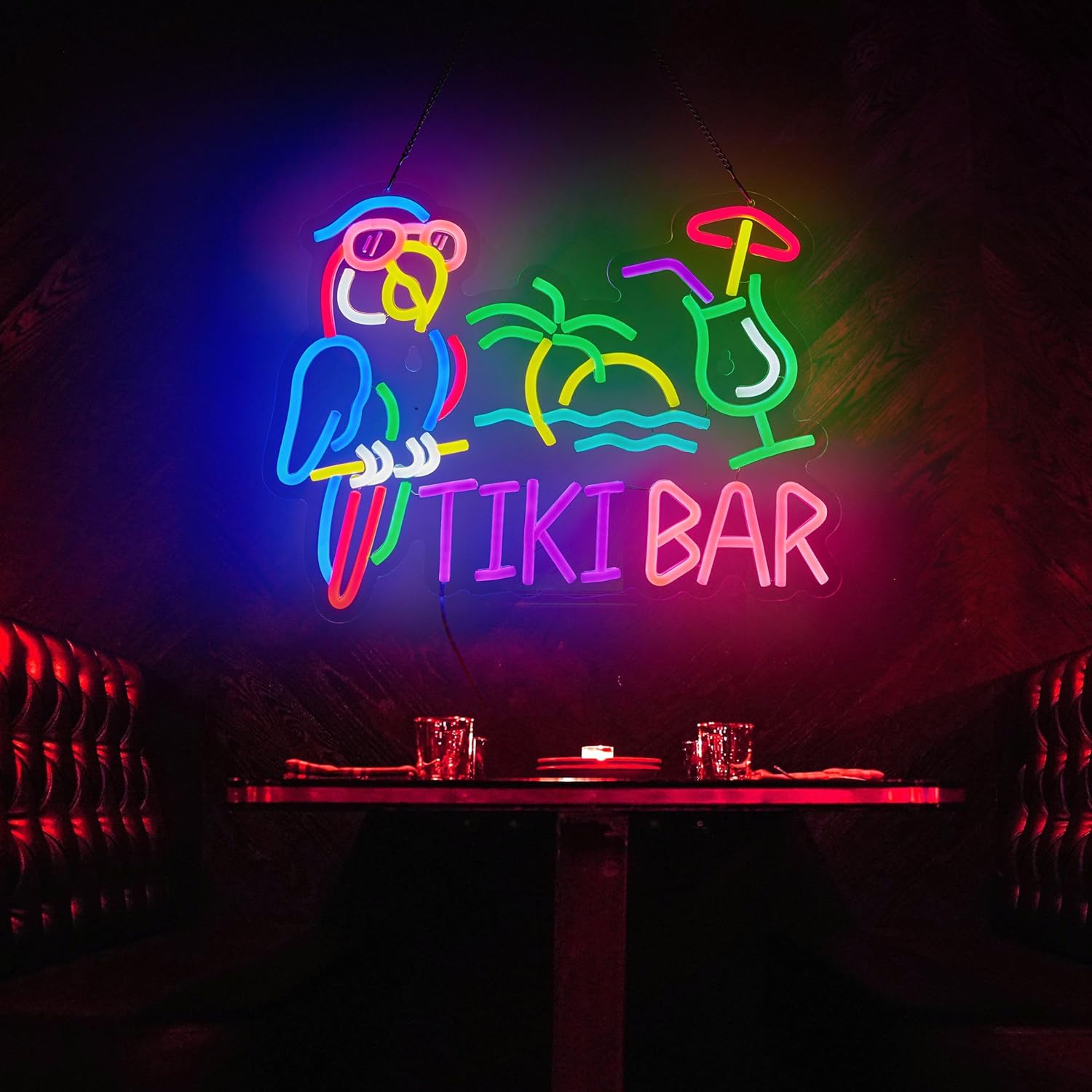Tiki Bar Parrot Palm Tree Neon - Restaurant Lighting Decoration review and price