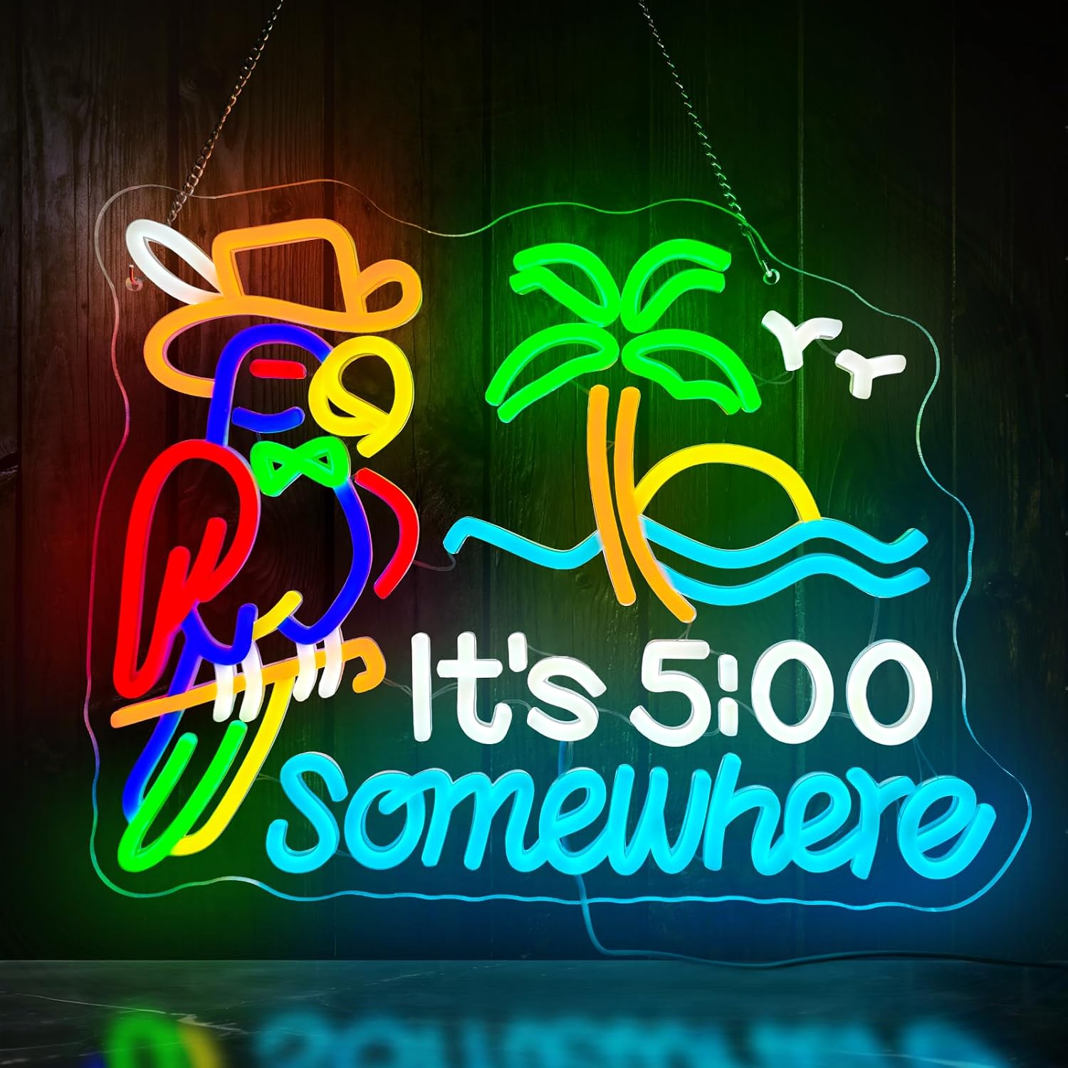 Tiki Bar Parrot Palm Tree Neon - Restaurant Lighting Decoration review and price