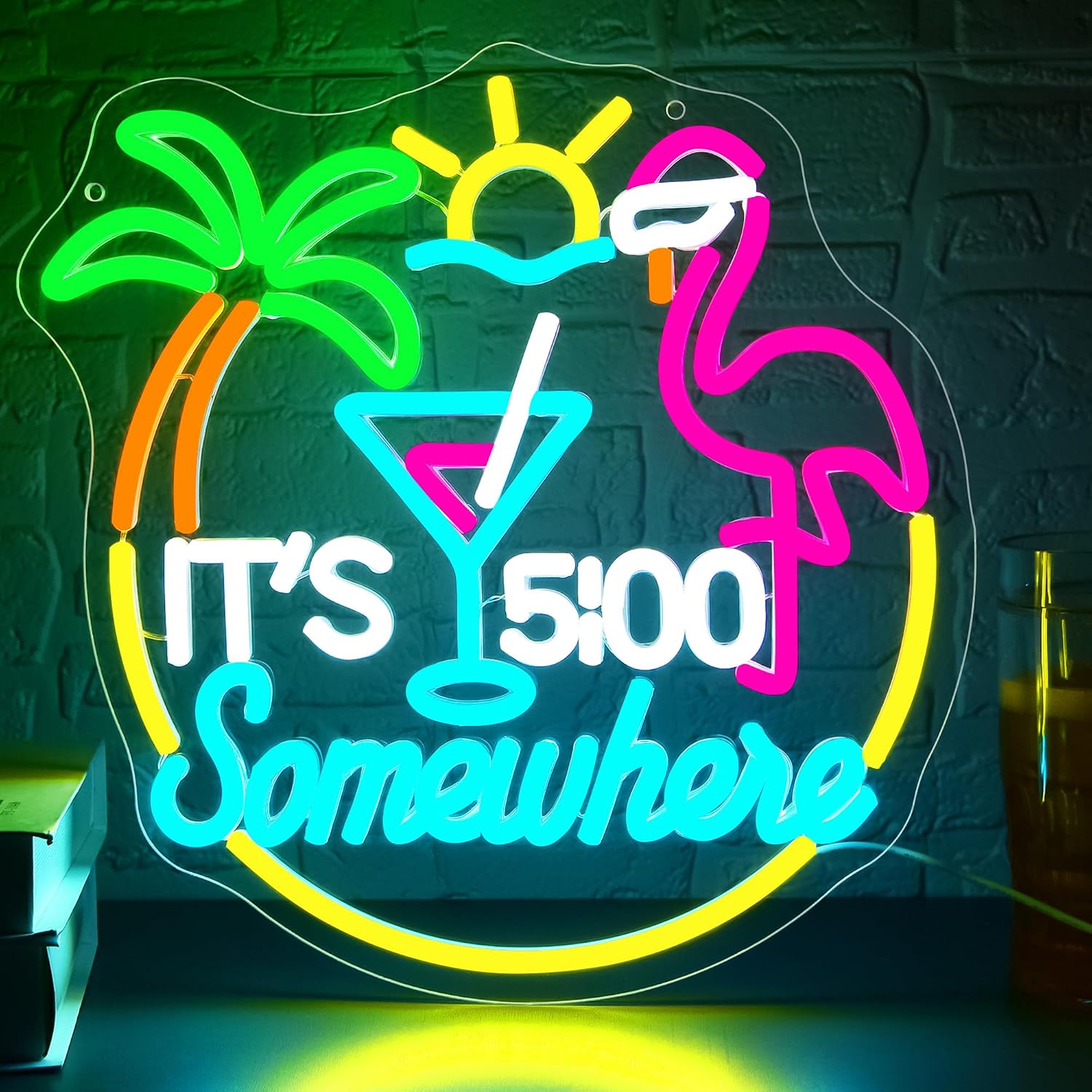 Tiki Bar Parrot Palm Tree Neon - Restaurant Lighting Decoration review and price