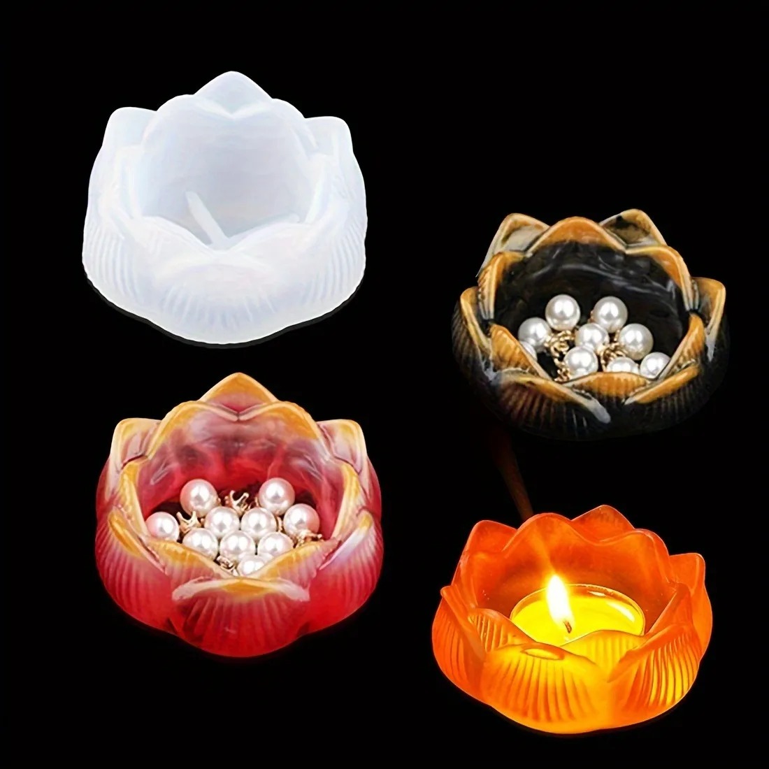 1pc DIY Lotus Flower Silicone  - Candle Holder Set review and price