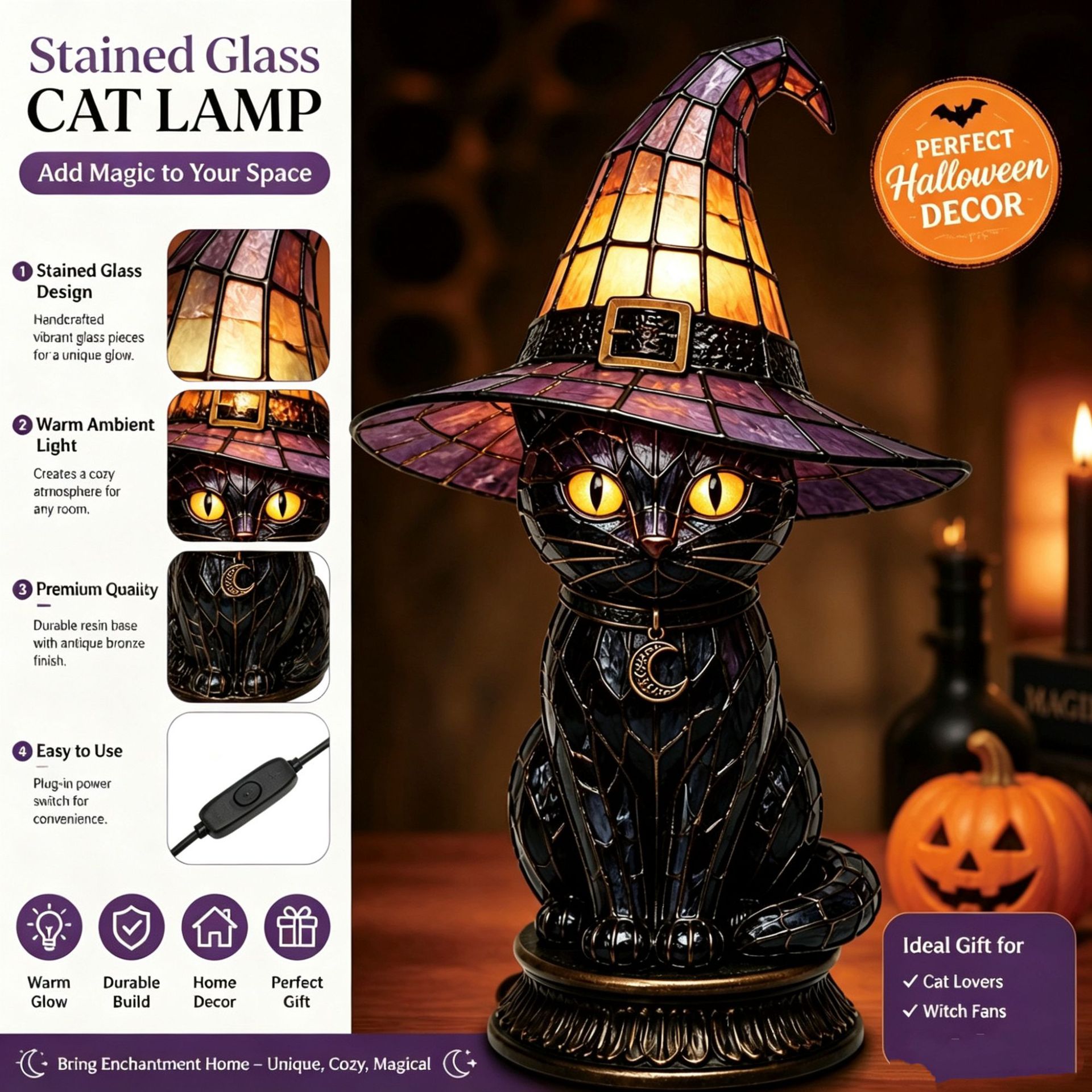 Witch Hat Lamps resin Gothic H - Decor Lighting Fixtures review and price