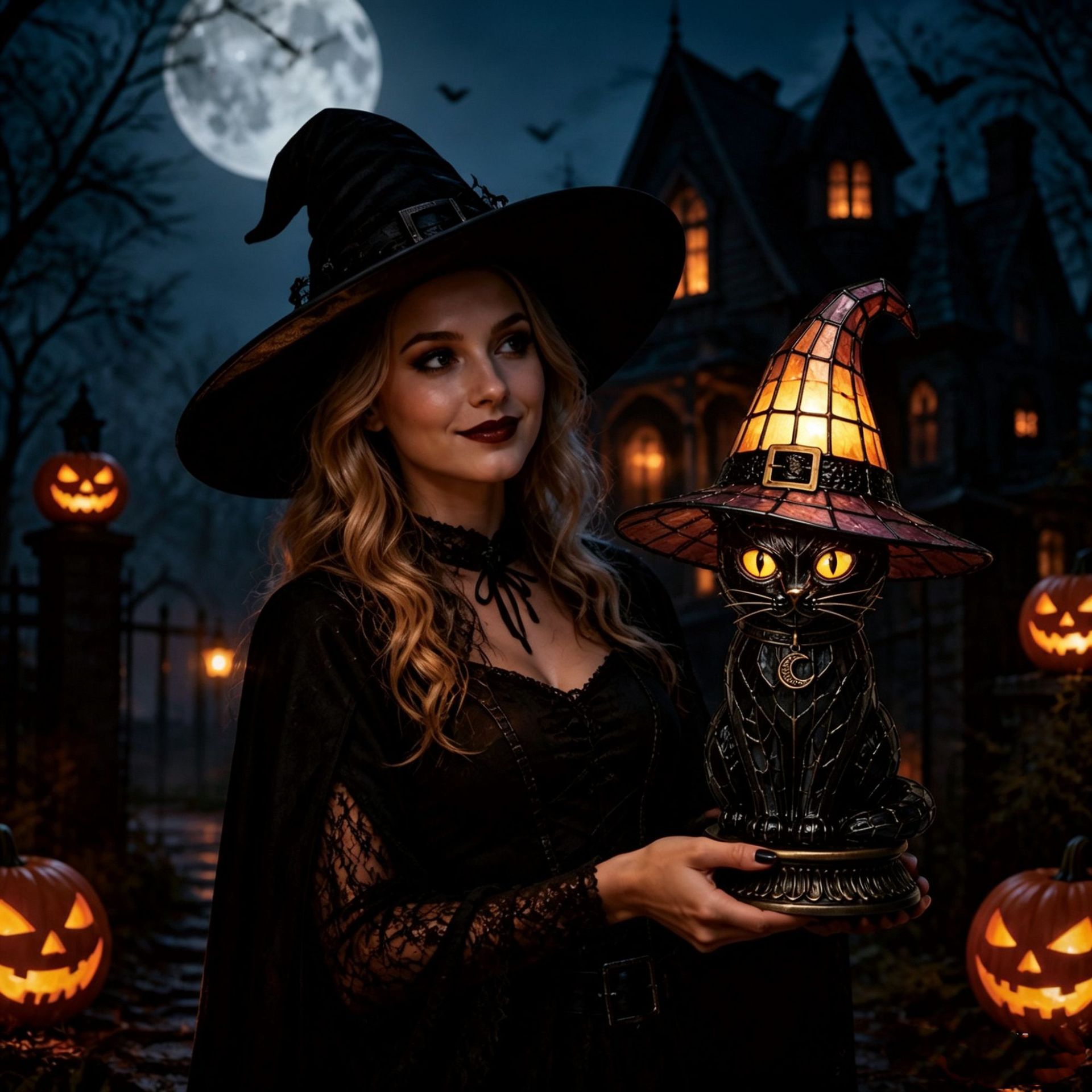 Witch Hat Lamps resin Gothic H - Decor Lighting Fixtures review and price