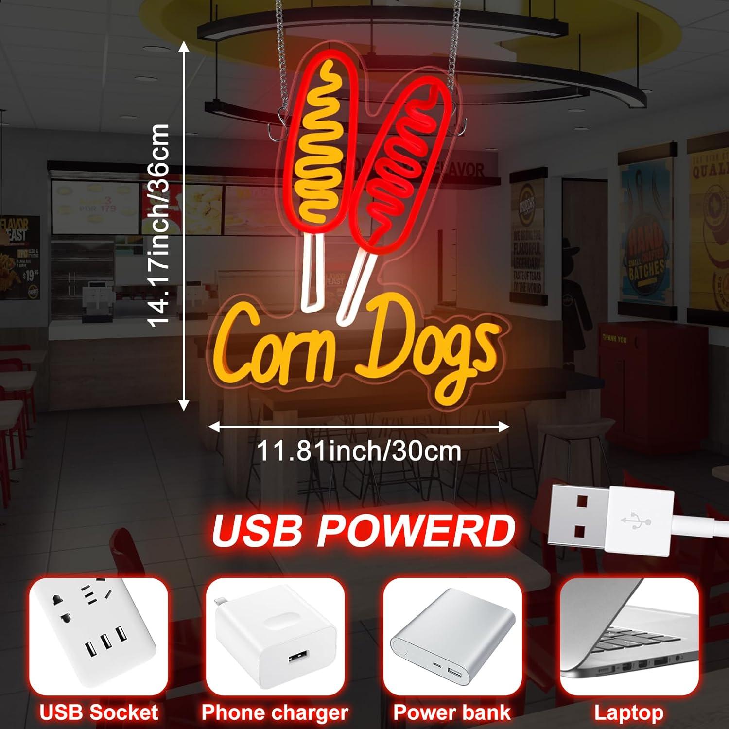 Corn Dog Neon Sign Snack USB D - Restaurant Lighting Decoration review and price